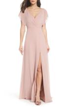 Women's Jenny Yoo Alanna Open Back Chiffon Gown - Pink