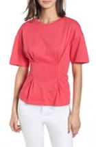 Women's Soprano Seamed Peplum Tee - Pink