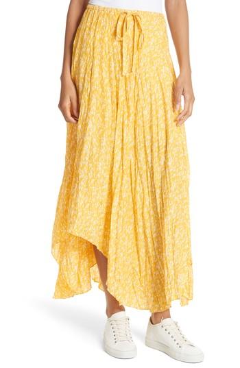 Women's Joie Hiwalani Crinkled Silk Maxi Skirt - Yellow