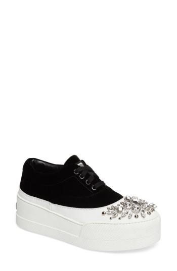 Women's Miu Miu Embellished Flatform Sneaker Us / 39eu - Black