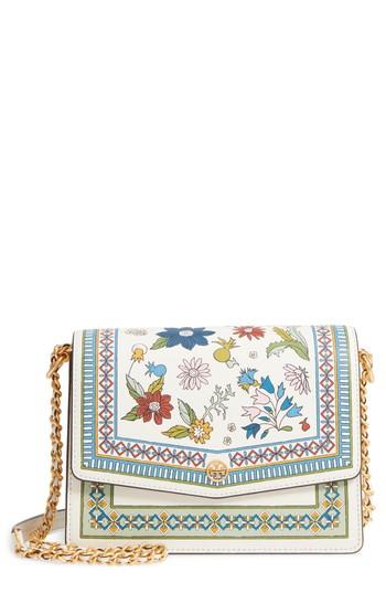Tory Burch Robinson Floral Print Shoulder Bag - White