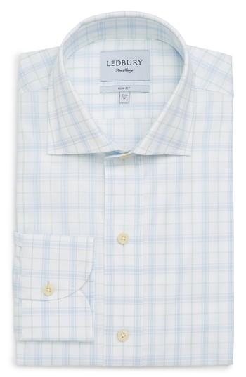 Men's Ledbury Lymann Trim Fit Plaid Dress Shirt - Blue