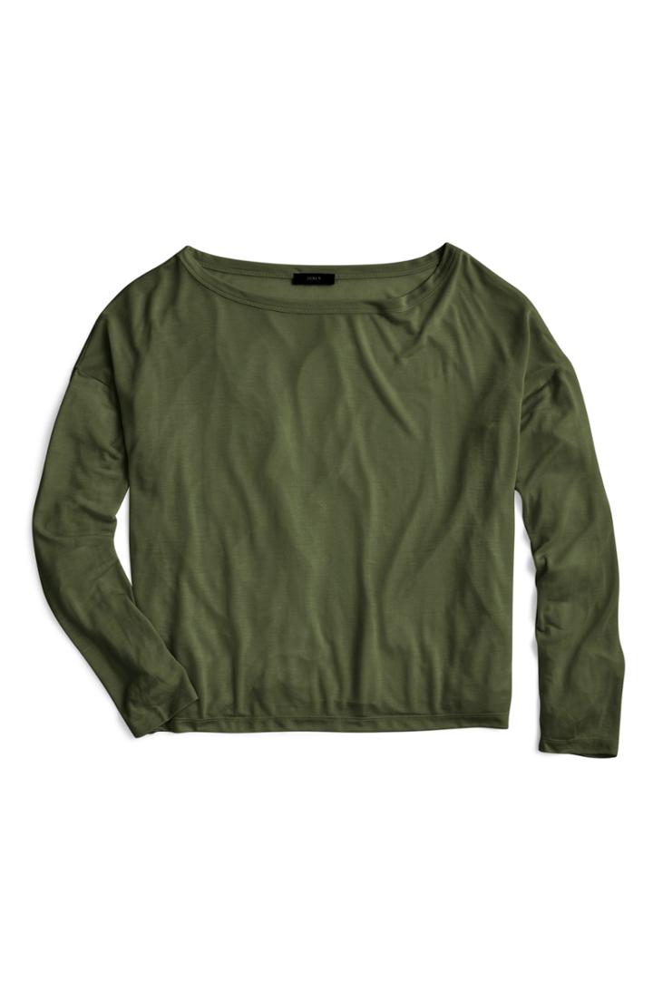 Women's J.crew Long Sleeve Tencel Tee - Green