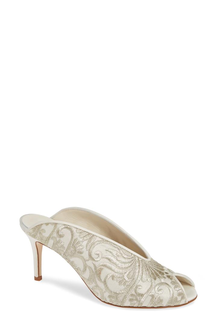 Women's Something Bleu Georgia Peep Toe Mule .5 M - White