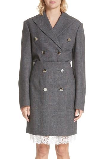 Women's Calvin Klein 205w39nyc Curved Sleeve Wool Blazer Us / 38 It - Grey