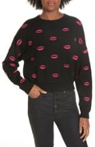 Women's Alice + Olivia Leena Lip Jacquard Crop Sweater - Black