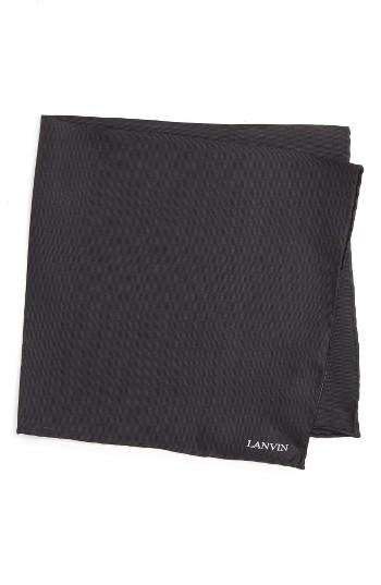 Men's Lanvin Solid Silk Pocket Square, Size - Black