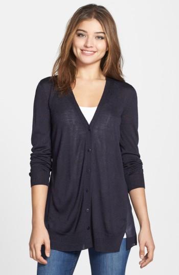 Women's Nic+zoe Chiffon Back Cardigan - Blue