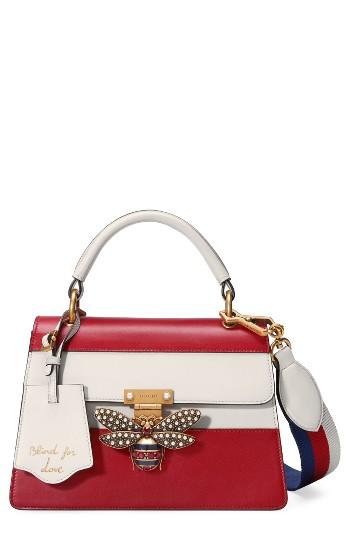 Gucci Queen Margaret Top Handle Leather Satchel - White