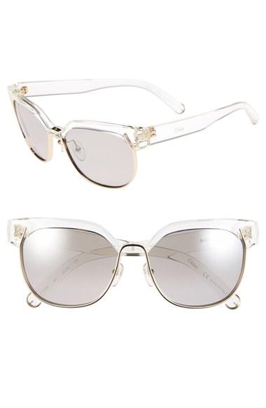 Women's Chloe 'dafne' 57mm Gradient Sunglasses - Crystal