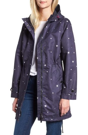 Women's Joules Right As Rain Longline Print Coat - Blue