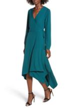 Women's Leith Sharkbite Hem Wrap Dress, Size - Green