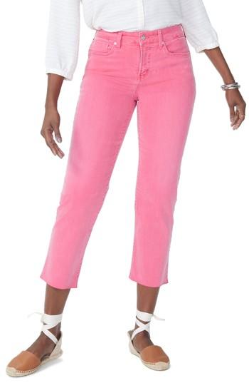 Women's Nydj Jenna Straight Leg Raw Hem Ankle Jeans - Pink