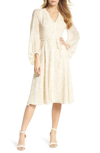 Women's Gal Meets Glam Collection Esther Shadow Branch Chiffon Dress - Ivory