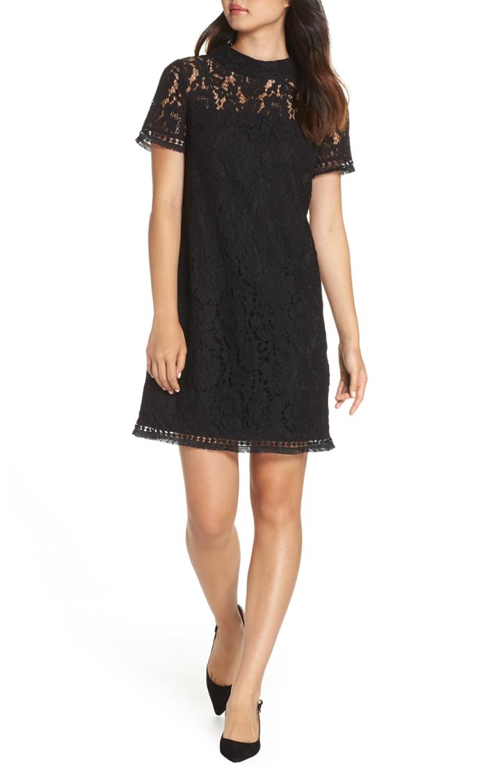 Women's Vince Camuto High Neck Lace Shift Dress