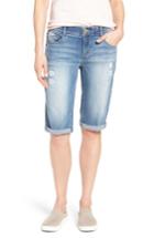 Petite Women's Wit & Wisdom Ab-solution Ripped Denim Bermuda Shorts P - Blue