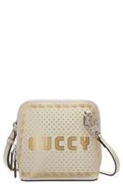 Gucci Guccy Logo Moon & Stars Leather Crossbody Bag - White