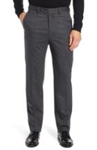 Men's Berle Flat Front Stretch Houndstooth Wool Trousers - Grey