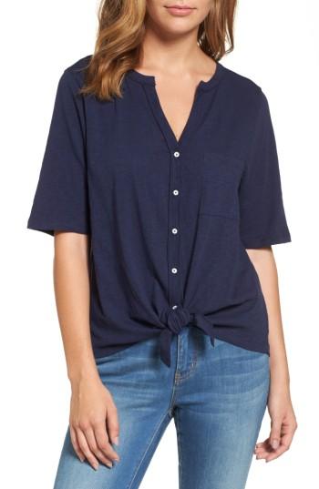 Women's Caslon Tie Front Tee, Size - Blue