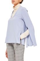 Women's Topshop Split Sleeve V-neck Tunic Us (fits Like 0-2) - Blue