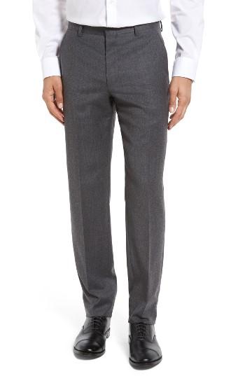 Men's Gi Capri Flat Front Solid Wool Trousers R - Grey