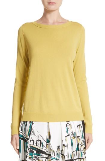 Women's Lafayette 148 New York Crewneck Pullover Sweater, Size - Yellow