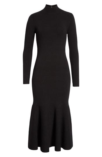 Women's Lewit Flared Hem Midi Sweater Dress - Black