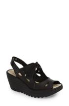 Women's Fly London Yend Platform Wedge Sandal .5-6us / 36eu - Black