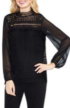 Women's Vince Camuto Mock Neck Geo Lace Top - Black