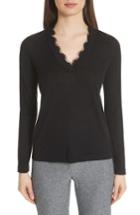 Women's Emporio Armani Lace Trim Cashmere Top Us / 38 It - Black