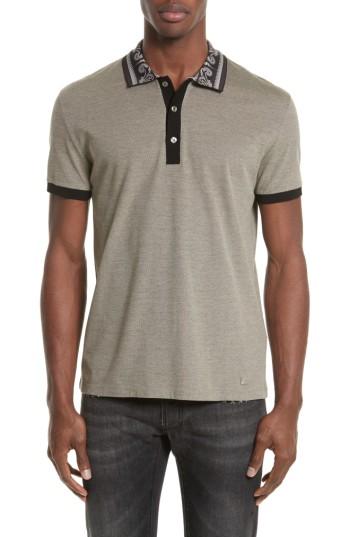 Men's Versace Collection Filigree Collar Polo - Beige