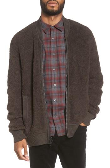 Men's Vince Fleece Wool Blend Bomber Jacket - Brown