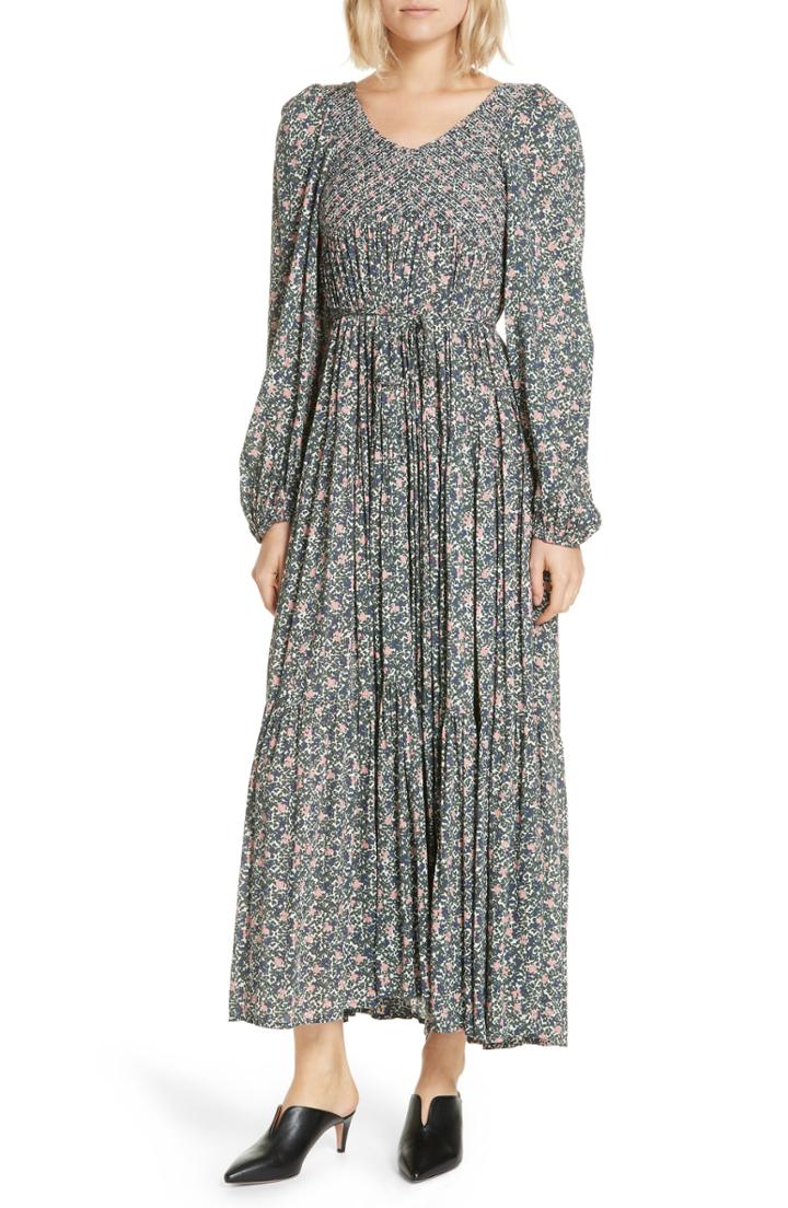 Women's Apiece Apart Olivas Smocked Maxi Dress - Grey