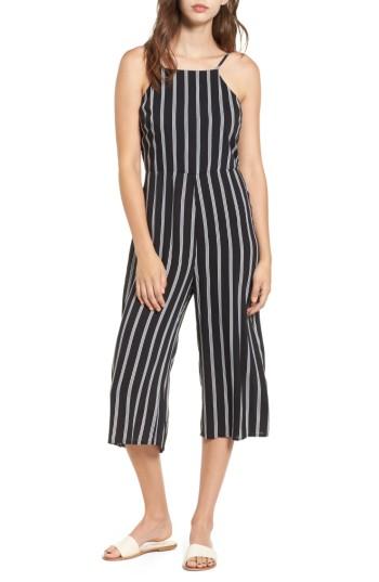 Women's Love, Fire Stripe Crop Wide Leg Jumpsuit - Black