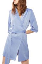 Women's Topshop Double Breasted Wrap Dress Us (fits Like 0) - Blue