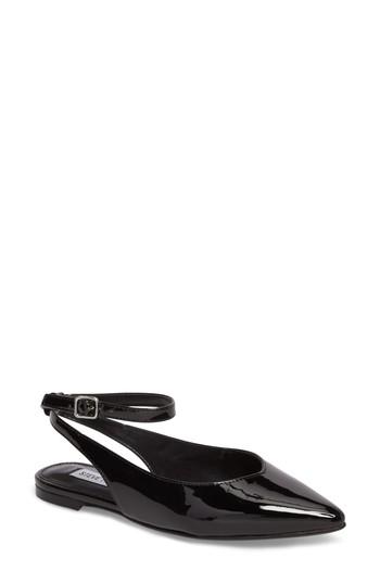 Women's Steve Madden Cupid Ankle Strap Flat .5 M - Black