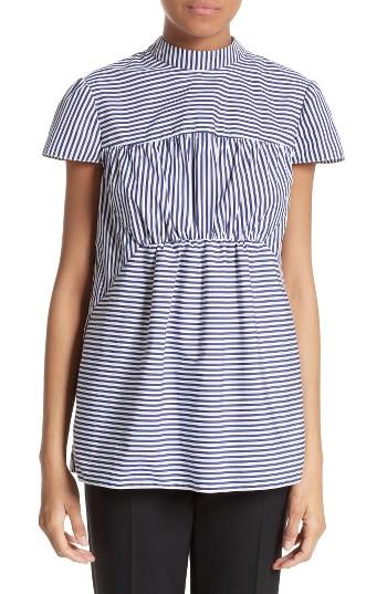 Women's Erdem Back Bow Stripe Cotton Blouse
