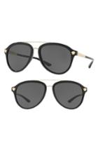 Women's Versace Rock Icons 58mm Aviator Sunglasses - Black Solid