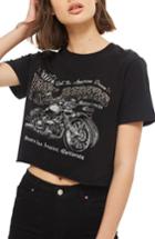 Women's Topshop By Wild Affair Diamante Free Rider Crop Tee - Black