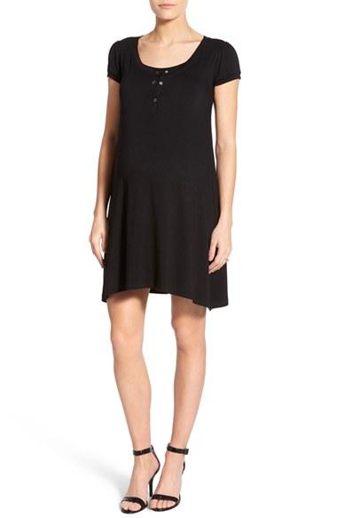 Women's Lab40 'poppy' Maternity/nursing Swing Dress - Black