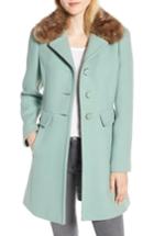 Women's Kate Spade New York Faux Fur Collar Wool Blend Coat - Green