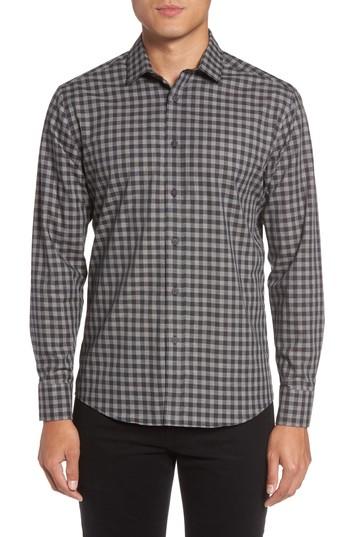 Men's Vince Camuto Slim Fit Check Sport Shirt - Black