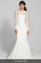 Women's Jesus Peiro Illusion Yoke Lace Mermaid Dress, Size - Ivory