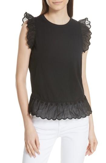 Women's Kate Spade New York Pompom Trim Tee - Black