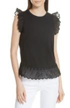 Women's Kate Spade New York Pompom Trim Tee - Black