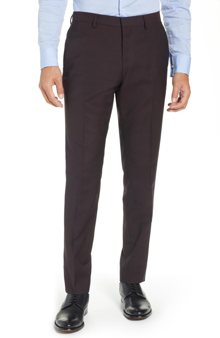Men's Ted Baker London Buftro Flat Front Slim Twill Trousers R - Blue