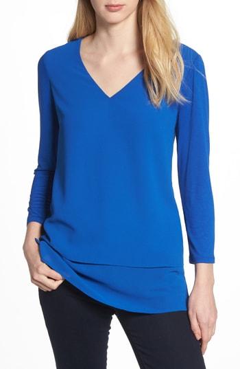 Women's Michael Michael Kors Mix Media Layer Hem Top - Blue