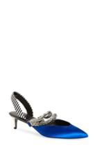 Women's Self-portrait Kitty Chain Embellished Slingback Pump Us / 36eu - Blue