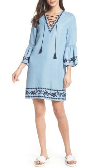 Women's Forest Lily Bell Sleeve Tencel Shift Dress - Blue