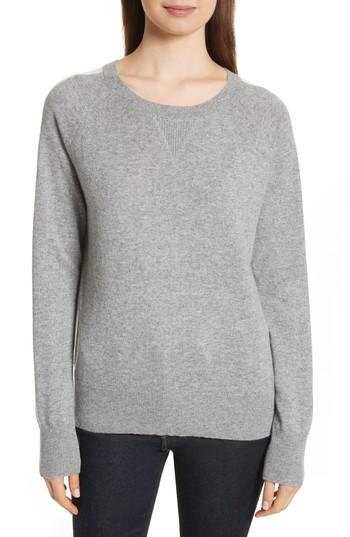 Women's Theory Athletic Stripe Cashmere Sweater, Size - Grey
